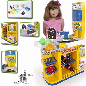 Супермаркет с кассой и холодильником для продуктов, 12 аксессуаров (PALAU TOYS, 07/1483veg) Супермаркет с кассой и холодильником для продуктов, 12 аксессуаров (PALAU TOYS, 07/1483veg)